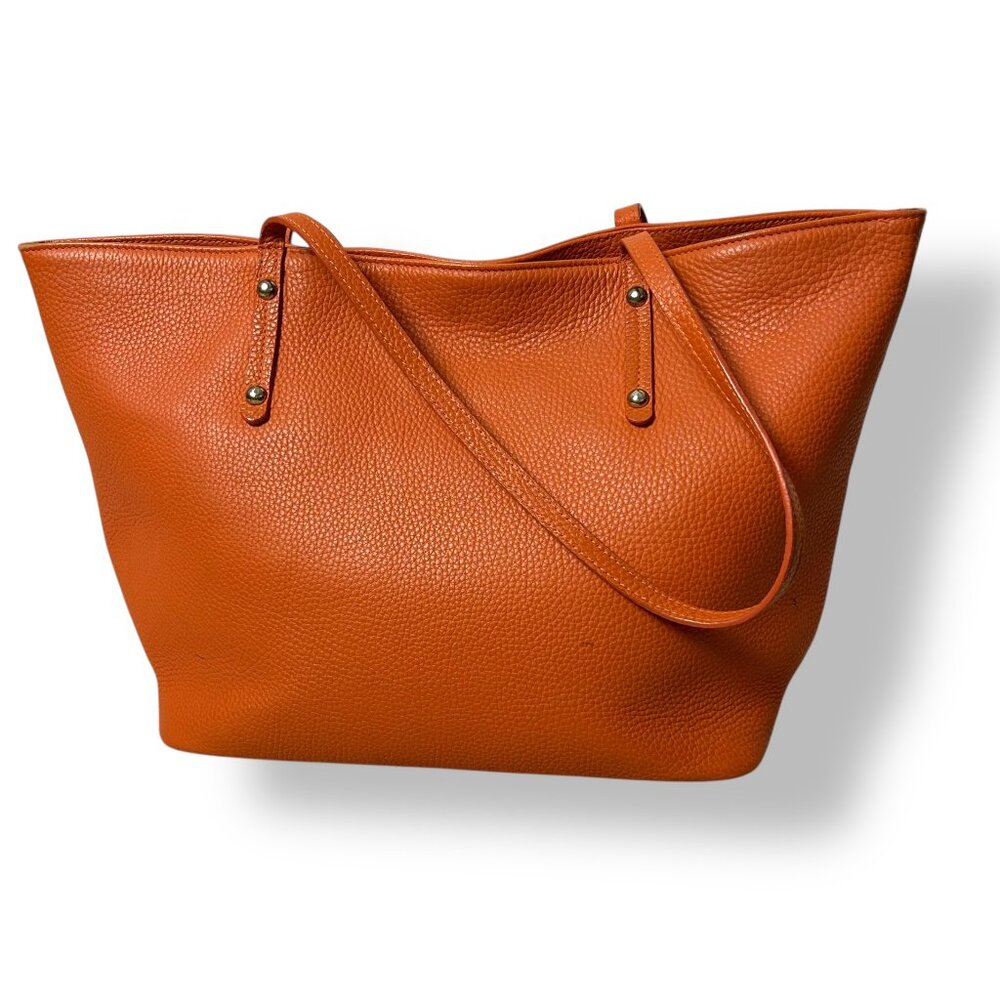 Gigi New York Orange Rust Leather Taylor Tote Bag Gold Hardware